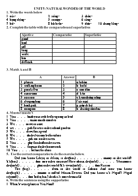 Bài tập Unit 5 môn Tiếng Anh Lớp 7